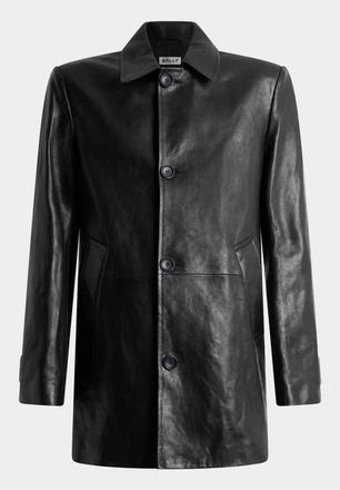 Bally Car Coat in Leather in Black at Nordstrom, Size 52 Eu