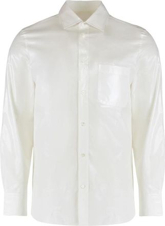 Maison Margiela Foiled Cotton Poplin Shirt - Heren - Casual Overhemden - Wit - M - Katoen - Overhemden