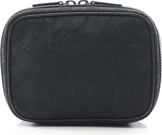 Gucci Black Gg Canvas Leather Pouch (Pre-Owned)