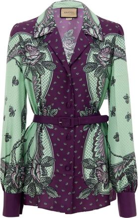 Gucci Geprint Zijden Overhemd - Dames - Overhemden - Veelkleurig - L - Overhemden