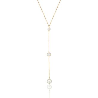 Lily & Roo Gold Three Graduated Pearl Drop Lariat Necklace