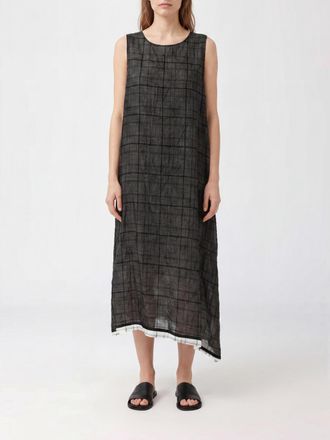Yohji Yamamoto Asymmetrical Check Cotton and Linen-Blend Midi Tunic with Off-Shoulder Design