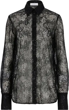 Nina Ricci Blouse verfraaid met pailletten en klokmanchetten - Zwart