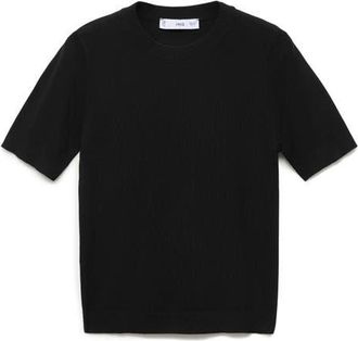 Mango Short Sleeve Sweater in Black at Nordstrom, Size X-Small