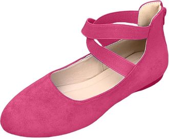 Generic Womens Ballerina Slip On Dress Flat Shoes Pumps Comfortable Ballet Flats for Women Round Toe Strap Ballet Flats Closed Strap Sandals Elegant Dance Sho