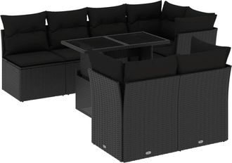 vidaXL Vidaxl - Set Divani Da Giardino Con Cuscini 8 Pz Nero In Polyrattan