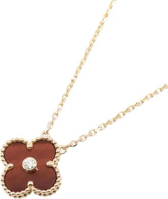 Van Cleef & Arpels 2010s 18kt ros&eacute;gouden Alhambra halsketting met stenen - Roze