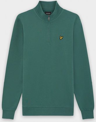 Lyle & Scott Mens Quarter Zip Sweatshirt in Dark Green Cotton - Size X-Large