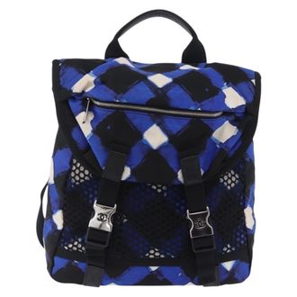 Chanel Airlines Mesh Printed Nylon Blue Nylon Backpack Bag (Pre-Owned)