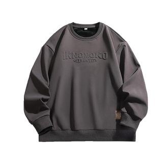 Generic Mens Sweatshirts Steel Print Winter Mens Hoodie Mens Style Plus Fleece Three Casual Undercoat Mens Coat Large Size Loose (Dark Gray, XXXXXXL)