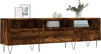 Berkfield Home TV Cabinet Smoked Oak 150x30x44.5 cm Engineered Wood in Brown