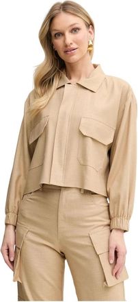 Simona Corsellini Overhemden, Dames, Beige, S, Polyester, Lichtgewicht Jack