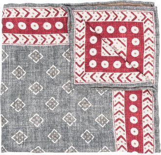 Brunello Cucinelli printed pocket neckerchief - men - Silk - One Size - Grey