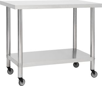 vidaXL Vidaxl - Mesa De Trabajo Para Cocina Con Ruedas Acero Inox 80x60x85 Cm
