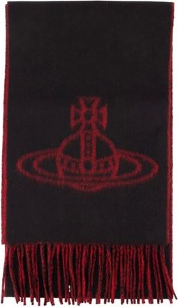 Vivienne Westwood Accessoires, Dames, Zwart, ONE Size, Wol, Double Face Wool Scarf