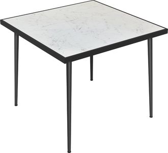 OUTSUNNY Outdoor Dining Table for 4 with Marble Effect Tempered Glass Top White | TJ Hughes