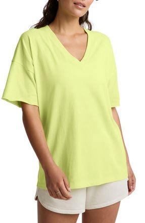 Beyond Yoga SoftKnit Better Than Ever Oversize V-Neck T-Shirt in Electric Lime at Nordstrom, Size X-Large