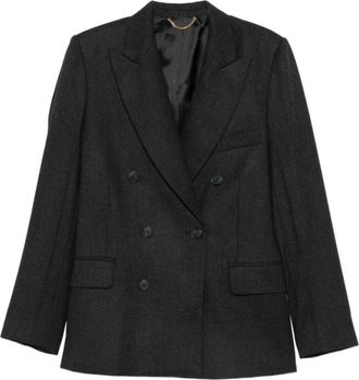 Victoria Beckham Geknoopte blazer met piek revers - Dames - Blazers - Grijs - XS - Wol - Jassen