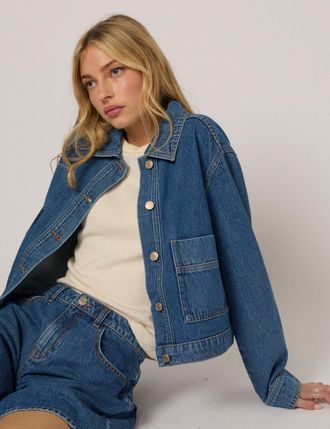 Nobody's Child Blue Boxy Denim Jacket