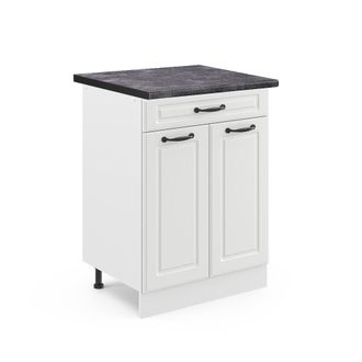Vicco Mueble Bajo De Cocina R-line, Blanco Casa De Campo, 60 Cm Con Caj&oacute;n, Et Antracita