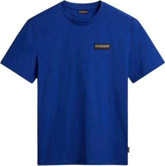 Napapijri Blauw Katoenen T-Shirt Korte Mouw - Dames - T-shirts - Blauw - L - Katoen - Tops