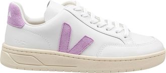 Veja V-12 Leather Sneakers White And Orchid Color