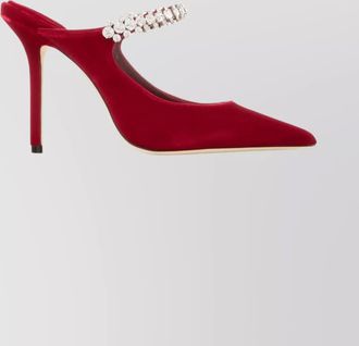 Jimmy Choo London pointed toe velvet pumps embellished strap