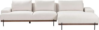 Beliani Sof&aacute; Esquinero De Tela 3 Plazas Estilo Minimalista Patas Metal Beige Izquierdo Mariferd