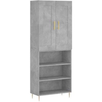 vidaXL Highboard Concrete Grey 69.5x34x180 cm Engineered Wood Vidaxl