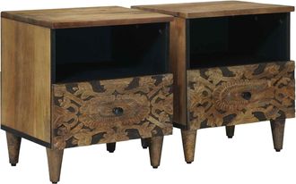 vidaXL Mueble Cama 2 Uds. Marr&oacute;n 40 X 33 X 46 Cm Vidaxl