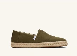 Toms Mens TOMS Alpargata Rope 2.0 in Olive recycled cotton - Green - Size: 11