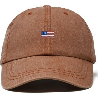 Dalix USA Flag Dad Cap in Washed Orange at Nordstrom