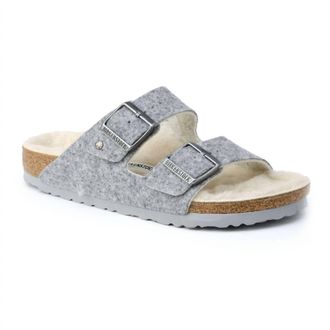 Birkenstock Womens Arizona Sandal In Grey Wool