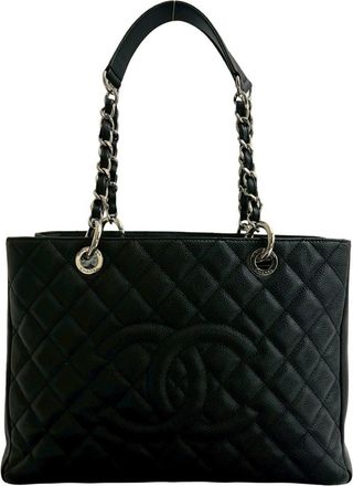 Chanel Black Grained Calfskin Shoulder Bag Tote Bag (Pre-Owned)