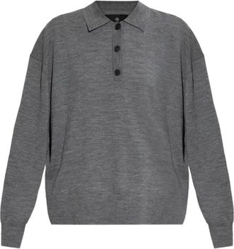 Anine Bing Lee Polo Trui - Dames - Polos - Grijs - L - Wol - Tops