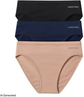 Lands End Bikini True Solutions Light Weight Microfiber Basics 3 Pack Panties in Clay/navy/blk at Nordstrom, Size X-Large