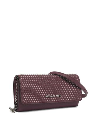 Michael Kors leather studded flap wallet - women - Calf Leather/Fabric/Calf Leather - One Size - Purple