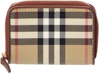 Burberry Check E-Canvas & Leather Coin Purse