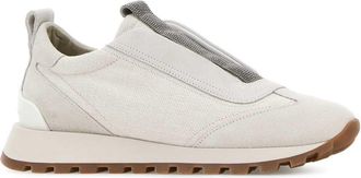 Brunello Cucinelli Womens Light Grey Fabric Slip Ons C209 Sneaker
