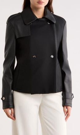 Longchamp Wool Blend & Lambskin Leather Jacket in Black at Nordstrom Rack, Size 4 Us / 36 Fr