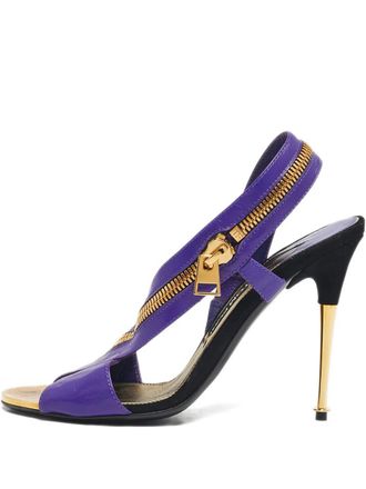 Tom Ford zip calf leather sandals 11.5 cm - women - Calf Leather/Calf Leather/Calf Leather - 40 - Purple