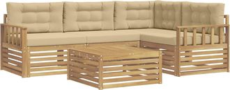 vidaXL Conjunto De Sof&aacute;s De Exterior 6 Uds. Y Beige Poli&eacute;ster Vidaxl