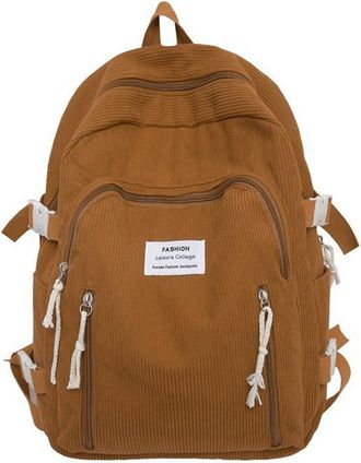 Generic Casual Shoulder Corduroy Backpack Student Fashion Bag Womens Bag Shoulder Bag Planet Backpack for Boys (Brown, One Size)