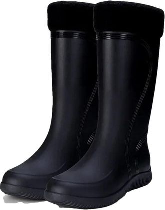 Generic Mens Rain Boots Long Tube Water Shoes Work Platform Cotton Outer Wear