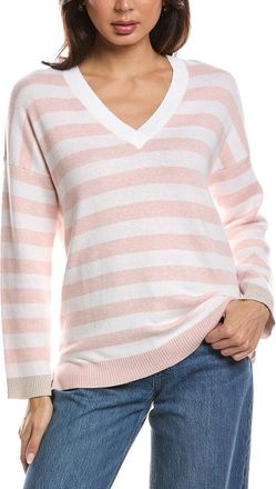 Fort&eacute; Cashmere High-Low Stripe Cashmere-Blend Sweater