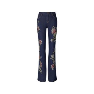 Tory Burch Embellished Bootcut Jean - Dames - Jeans - Blauw - Maat: W26 Katoen