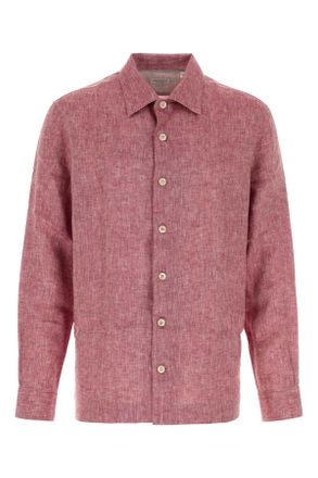 Brunello Cucinelli Brunello Cucinelli Melange Tyrian Purple Linen Shirt
