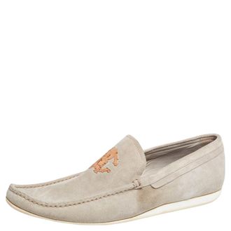 Roberto Cavalli Robert Cavalli Grey Suede Logo Loafers