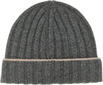 Brunello Cucinelli Ribbed Cashmere Beanie - Heren - Hoeden - Grijs - L - Kasjmier - Accessoires