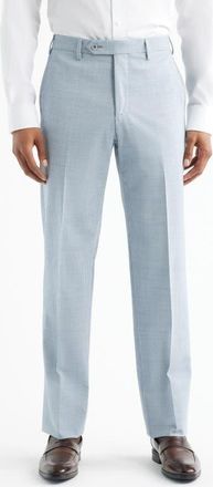 Zanella Devon Flat Front Plaid Wool Dress Pants in Blue at Nordstrom, Size 32
